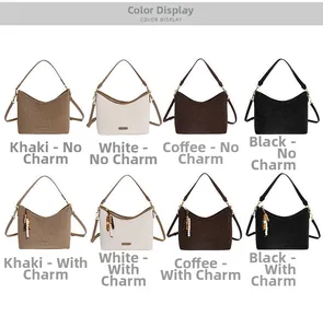 Color options for the large capacity crossbody bag with beaded tassel detail