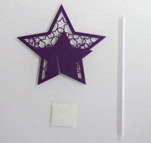 DIY purple glitter star cake topper set with hollow patterns for birthday party decor