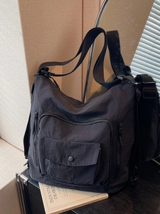 Large Capacity Nylon Shoulder Bag For Women Multi Pocket Cargo Style Tote Bag Casual Crossbody Messenger Bag Travel Handbag