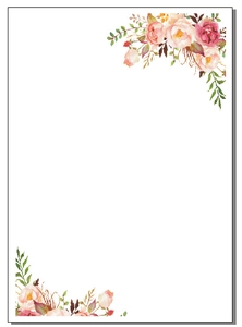 Detailed view of white pearlescent wedding invitation card with watercolor floral patterns