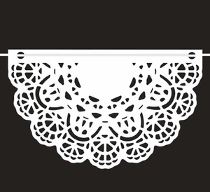 Laser Cut Hollow Pearlescent Paper Banners Elegant White Lace Fan Shape Garland For Wedding Birthday Party Celebration