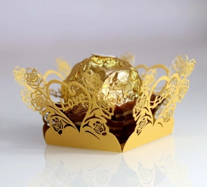 Laser Cut Heart Rose Love Letter Hollow Pearlescent Paper Chocolate Wrapper For Valentine Wedding Party Dessert Decoration