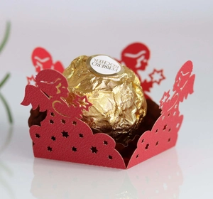 Pink laser-cut angel chocolate lace wrapper for Ferrero sweets in high-quality paper