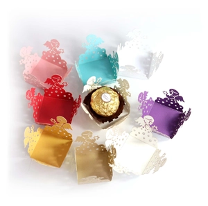 Laser cut angel wing cupcake wrappers in multiple colors for wedding candy decoration