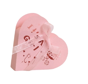 Heart Shape Favor Box Pearlescent Paper Hollow Laser Cut It's A Girl Baby Shower Party Candy Gift Box With Ribbon