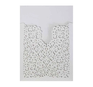 Detailed laser-cut floral patterns on white high-quality paper wedding invitation cover