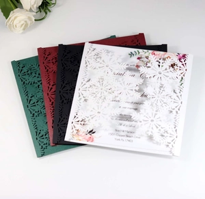 Laser cut snowflake Christmas invitations in dark green, burgundy, black and white colors