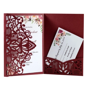 Invitations de Mariage Florales Élégantes Découpées au Laser Couvertures en Papier Perlé Avec Cartes Intérieures Cartes RSVP et Enveloppes pour Mariage Fiançailles Fête Anniversaire