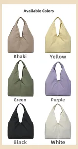 Grid view showing multiple colors of large capacity casual tote bags in a minimalist style