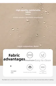 Detail view of khaki waterproof nylon fabric with water droplets showing hydrophobic texture