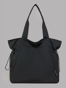 Women Large Capacity Nylon Tote Bag Casual Lightweight Commuter Shoulder Bag With Side Drawstring Pleated Handbag