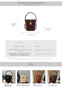 Detailed size specifications for animal print bucket bag including 18x18x9cm dimensions