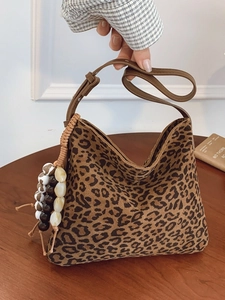 Borsa a Secchiello in Pelle PU Vintage con Stampa Leopardata Borsa a Spalla Piccola da Donna Borsa a Tracolla di Moda