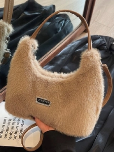 Borsa Sottobraccio in Peluche E Pelliccia Sintetica da Donna Autunno Inverno Dolce Soffice Borsa a Tracolla per Pendolari