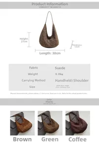 Detailed size specifications for leopard print suede tote bag with dimension measurements