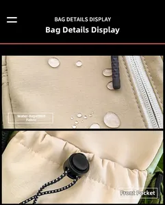 Détail du tissu en nylon résistant à l'eau avec perles et fermeture à cordon réglable