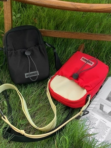 Mini Sac à Épaule en Nylon Résistant à L'Eau Avec Cordon de Serrage Petit Sac Bandoulière pour Téléphone Portable Femme