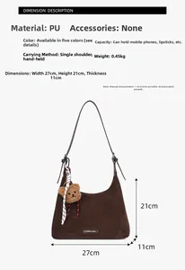 Détail du sac léopard 27x21x11cm avec pendentif ours en peluche et spécifications en PU