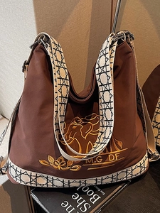 Vintage Canvas Backpack For Women Ethnic Elephant Embroidery Large Capacity Shoulder Bag With Geometric Strap Travel Bag