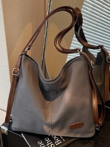 Minimalist Canvas Tote Bag For Women Large Capacity Hobo Shoulder Bag With Adjustable Contrast Leather Straps For Commute College