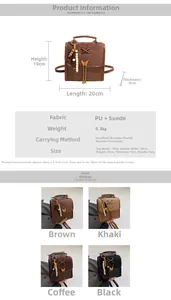 Detailed size chart and multi-color collage of the vintage bowknot mini backpack