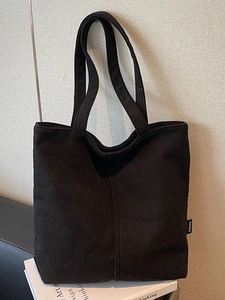 Large Capacity Minimalist Casual Canvas Tote Bag For Women Versatile Vertical Stripe Shoulder Bag With Magnetic Buckle