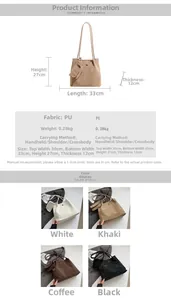 Tabella taglie borsa tote in pelle PU con dimensioni 33x27x12cm e opzioni di colore