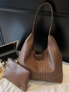 Damen Geflochtene Schultertasche Große Kapazität PU Leder Hobo Tote Bag Und Kleine Tasche Mode Minimalistische Alltagstasche