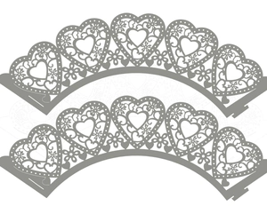 Laser Cut Heart Floral Cupcake Wrappers Artificial Pearl Paper Lace Hollow Cake Liners For Wedding Birthday Party Cake Decoration