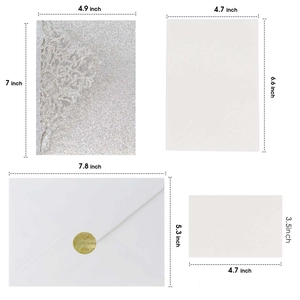 Laser cut glitter tri-fold invitation set with silver cover and white envelopes