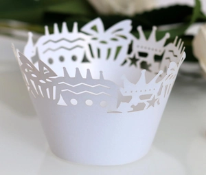 Caissettes à Cupcakes Couronne Découpe au Laser Papier Perlé Ajouré Décoration de Gâteau pour Mariage Anniversaire Fête