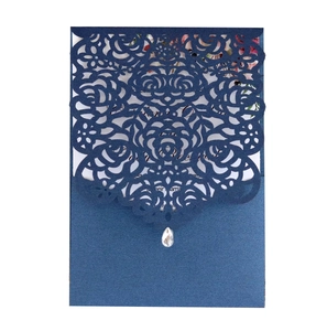 Laser Cut Rose Wedding Invitation Card Envelope Inner Sheet Hollow Out Design Artificial Pearl Paper For Engagement Party Anniversary