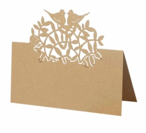 Elegant Laser Cut Bird Tree Of Life Place Cards Artificial Pearl Paper Wedding Banquet Party Table Decor Hollow Folding Name Cards