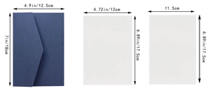 Spécifications de taille pour l'invitation bleu marine découpée au laser avec inserts