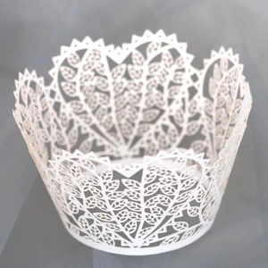 Laser Cut Artificial Pearl Paper Cupcake Wrappers Hollow Heart Leaf Vine Cake Decoration For Wedding Birthday Party Banquet Event