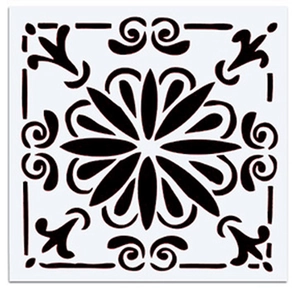 Transparent PET mandala painting stencil with symmetric floral pattern for DIY crafts