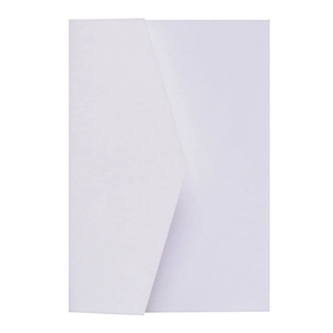 Gros plan d'une enveloppe blanche rectangulaire avec rabat en V et texture papier mat