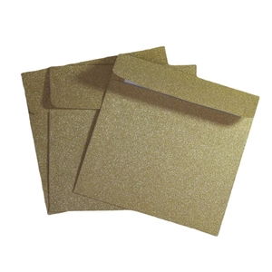 Three square rose gold glitter self-adhesive envelopes for high-end wedding invitations