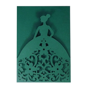 Wedding Invitation Card Laser Cut Artificial Pearl Paper Elegant Bride Silhouette Floral Hollow Event Party Decor For Bridal Shower