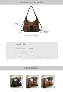 Detailed dimensions of the retro PU multi-pocket backpack with shoulder strap specs