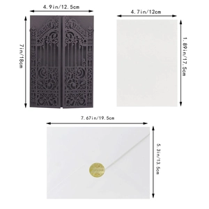 Laser cut dark green wedding invitation set with envelope and gold invitation seal