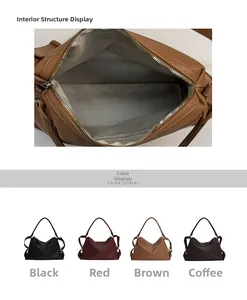 Detail view of large tote bag interior with zipper pocket and four color options