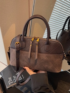 Vintage PU Leather Quilted Crossbody Bag For Women Fashion Shell Boston Handbag With Adjustable Strap Shoulder Bag Gift
