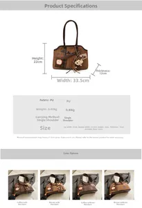 Detailed size specifications and color variants of the embroidered apple tote bag