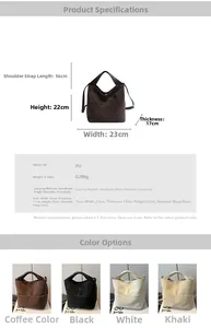 Specifiche delle dimensioni e opzioni di colore per la borsa a secchiello vintage in PU
