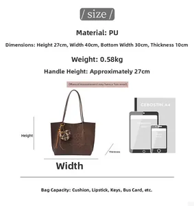 Size specifications of dark brown leopard tote bag with dimensions for iPad and A4 files