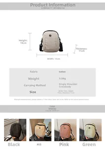 Detailed size specifications for the mini waterproof oxford cloth crossbody bag