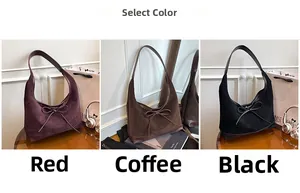 Detailed view of the large tote bag showing three colors: burgundy, dark coffee, and black