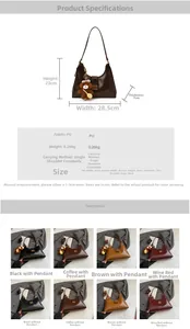 Detailed size specifications and color options for this vintage glossy PU leather shoulder bag