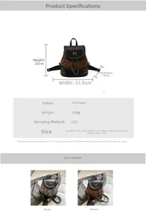 Spécifications de taille et options de couleur pour le sac à dos seau léopard
